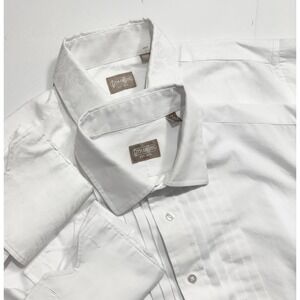 Lot of 2 Gitman Bros Men's White Tuxedo Shirt 17 34 Pleated Front French Cuff